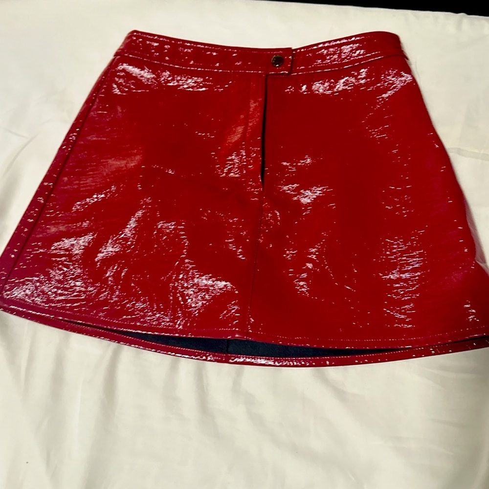 Red Vegan Patent Leather Skirt Small or size 2